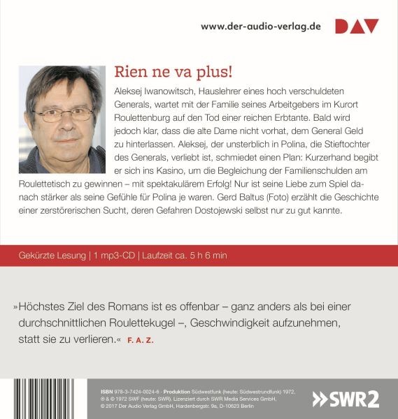 Dostojewski: Der Spieler (1 mp3-CD)